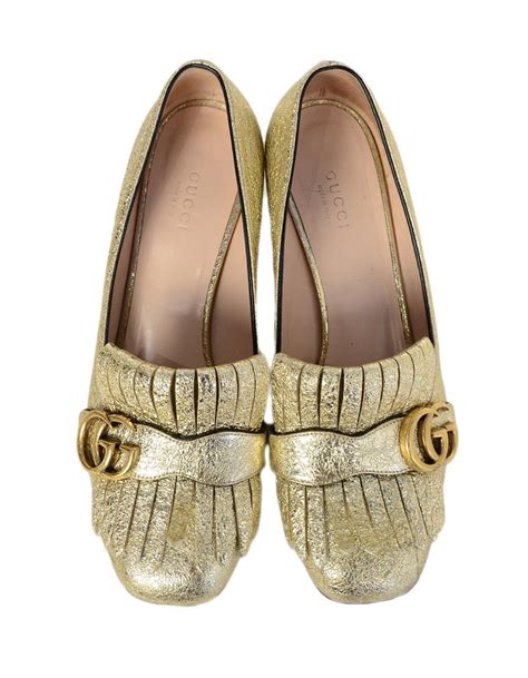 gucci shoes gold leaf|Gucci shoes gold heel.